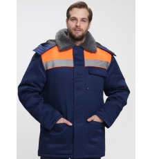 Куртка зимняя Бригада NEW (тк.Смесовая,210), т.синий/оранжевый