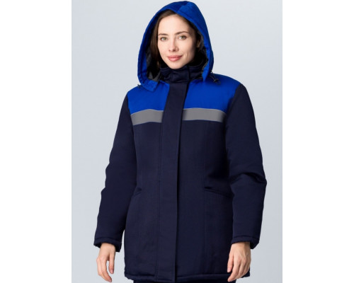 Куртка зимняя женская Вьюга СОП (тк.Смесовая,210), т.синий/васильковый