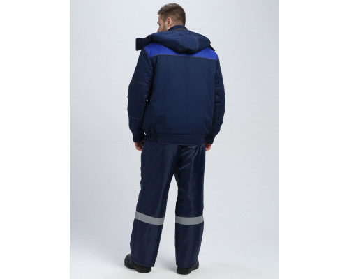 Куртка зимняя укороченная Фаворит (тк.Смесовая,240), т.синий/васильковый/серый